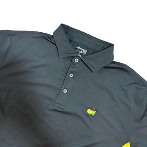 MASTERS TECH Polo Shirt Mens Large Black Yellow Augusta Golf Performance
